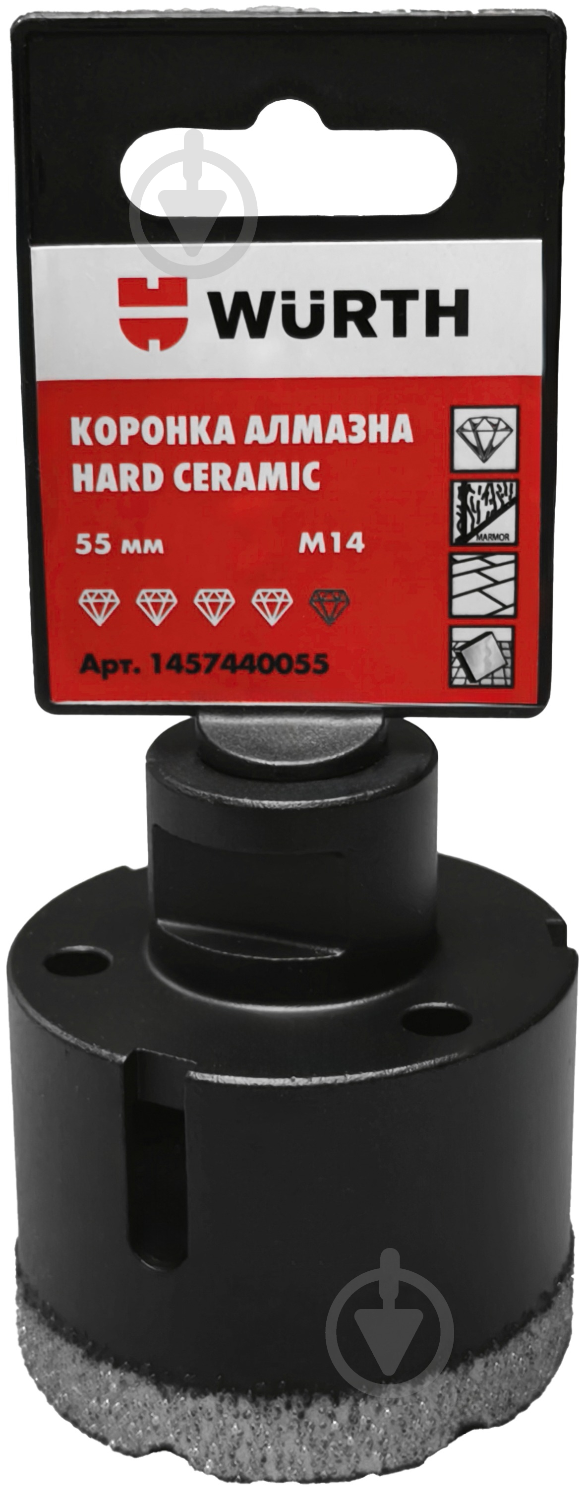 Коронка алмазная HARD CERAMIC M14 55 мм 1457440055 - фото 2 Коронка алмазная HARD CERAMIC M14 55 мм 1457440055 - фото 2