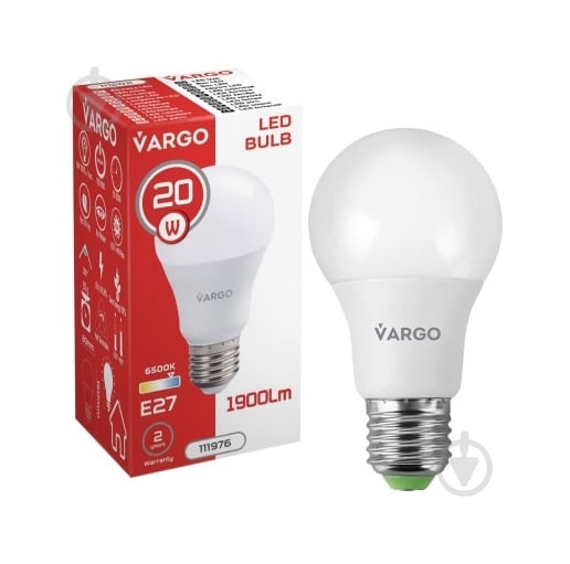 Лампа світлодіодна VARGO V-111976 20 Вт A80 E27 220 В 6500 К 111976 - фото 2