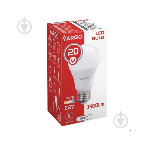 Лампа світлодіодна VARGO V-111976 20 Вт A80 E27 220 В 6500 К 111976 - фото 3