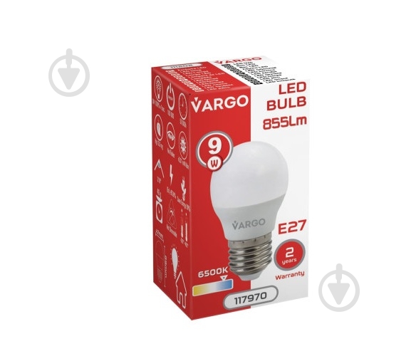 Лампа світлодіодна VARGO V-117970 9 Вт G45 E27 220 В 6500 К 117970 - фото 2