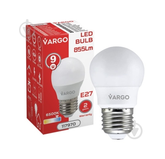 Лампа світлодіодна VARGO V-117970 9 Вт G45 E27 220 В 6500 К 117970 - фото 3
