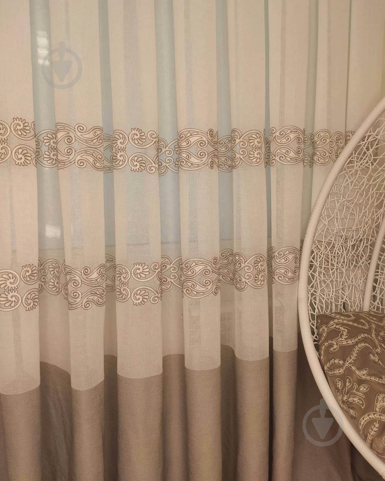 Тюль Барселона с вышивкой на льне 500x275 бежевый Декор-ін - фото 2 Тюль Барселона с вышивкой на льне 500x275 бежевый Декор-ін - фото 2