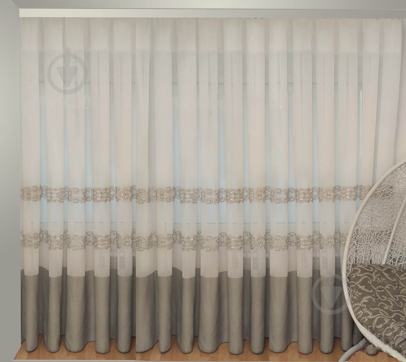 Тюль Барселона с вышивкой на льне 500x250 серый Декор-ін - фото 1 Тюль Барселона с вышивкой на льне 500x250 серый Декор-ін - фото 1