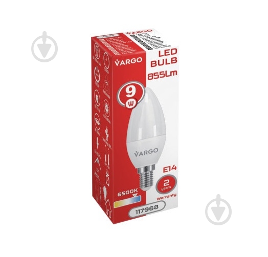 Лампа светодиодная VARGO V-117968 9 Вт C37 E14 220 В 6500 К 117968 - фото 3 Лампа светодиодная VARGO V-117968 9 Вт C37 E14 220 В 6500 К 117968 - фото 3