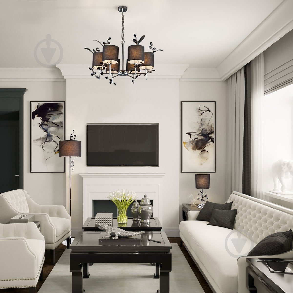 Торшер Strotskis Florian 40 Вт E14 хром/черный 01016/1 - фото 6