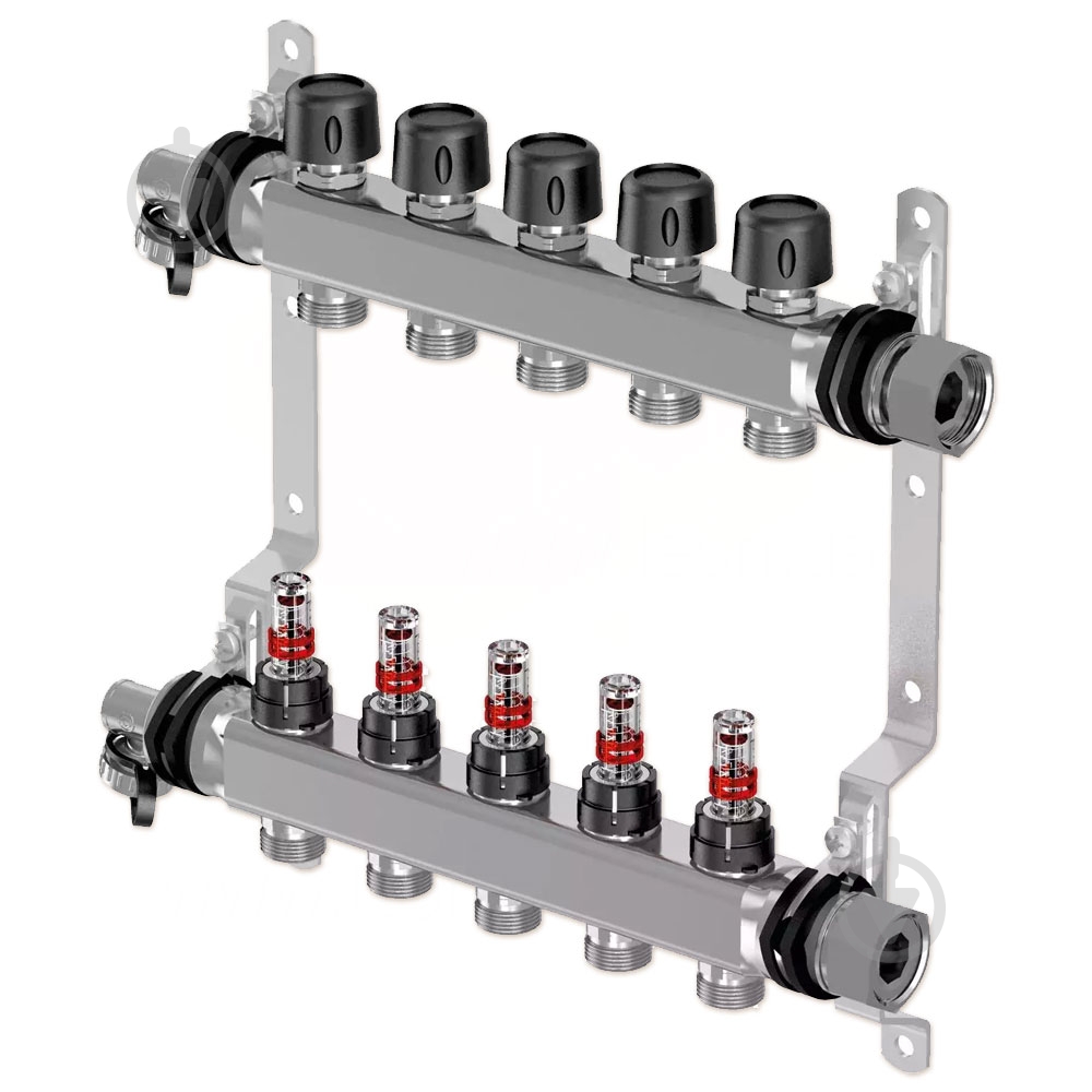 Коллектор Uponor 1086543 (нержавейка) с расходомерами Smart S Ø1 НГ x 7 х 3/4″ - фото 1 Коллектор Uponor 1086543 (нержавейка) с расходомерами Smart S Ø1 НГ x 7 х 3/4″ - фото 1