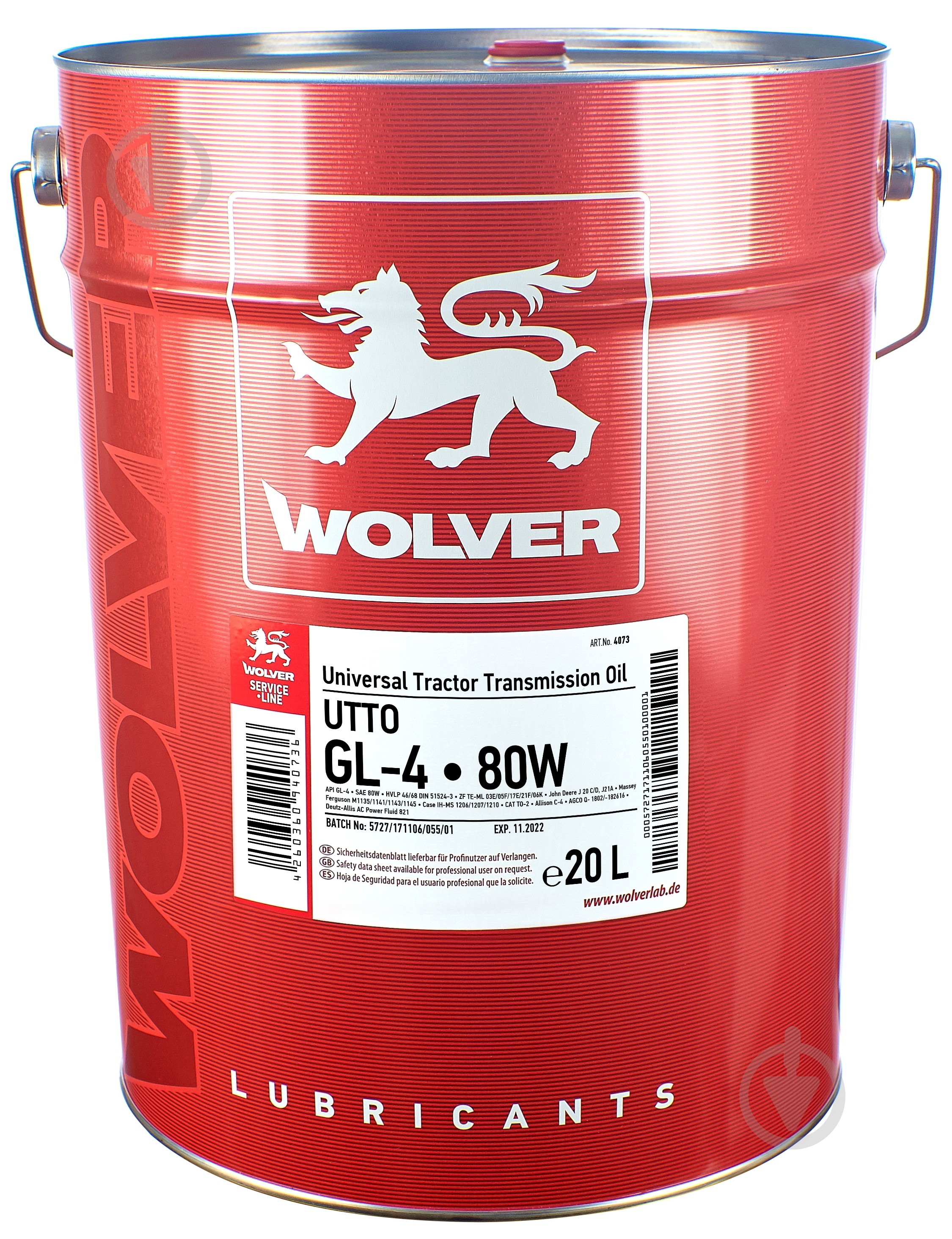 Масло трансмиссионное Wolver UTTO 80W 20 л - фото 1