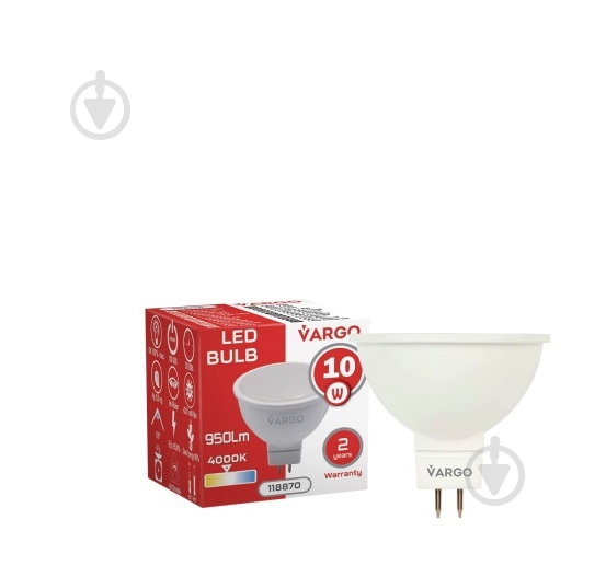 Лампа світлодіодна VARGO V-118870 10 Вт G5,3 220 В 4000 К 118870 - фото 3 Лампа світлодіодна VARGO V-118870 10 Вт G5,3 220 В 4000 К 118870 - фото 3