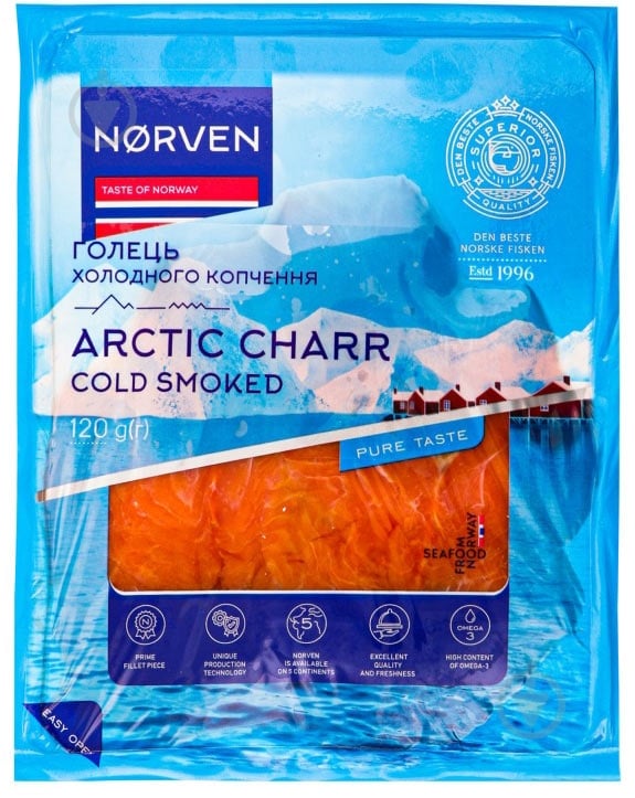 Нарезка рыбная Norven Лосось Голец 120 г - фото 1