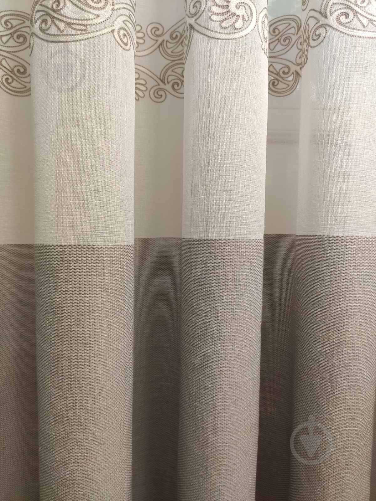 Тюль Барселона з вишивкою на льоні 600x265 сірий Декор-ін - фото 4 Тюль Барселона з вишивкою на льоні 600x265 сірий Декор-ін - фото 4