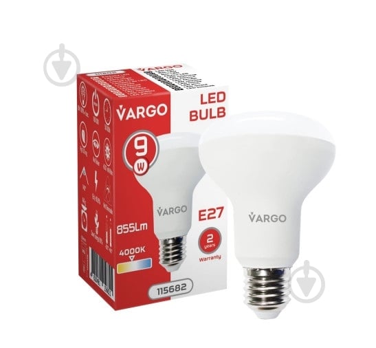 Лампа светодиодная VARGO V-115682 9 Вт R63 E27 220 В 4000 К 115682 - фото 3