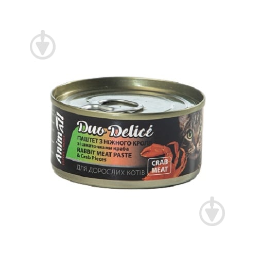Паштет для котів AnimAll Дуо Деліс із кролика зі шматочками краба 80 г - фото 1 Паштет для котів AnimAll Дуо Деліс із кролика зі шматочками краба 80 г - фото 1