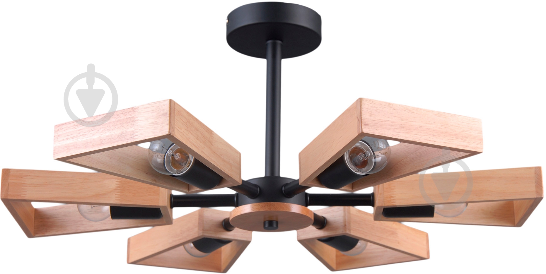 Люстра потолочная Strotskis Klark 6x40 Вт E27 черный/бежевый 70056/6 - фото 1