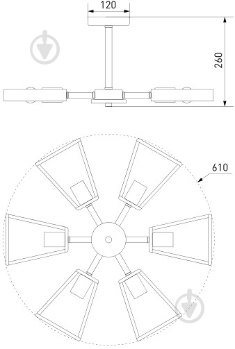 Люстра потолочная Strotskis Klark 6x40 Вт E27 черный/бежевый 70056/6 - фото 7