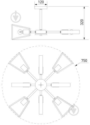 Люстра потолочная Strotskis Klark 8x40 Вт E27 черный/бежевый 70056/8 - фото 8