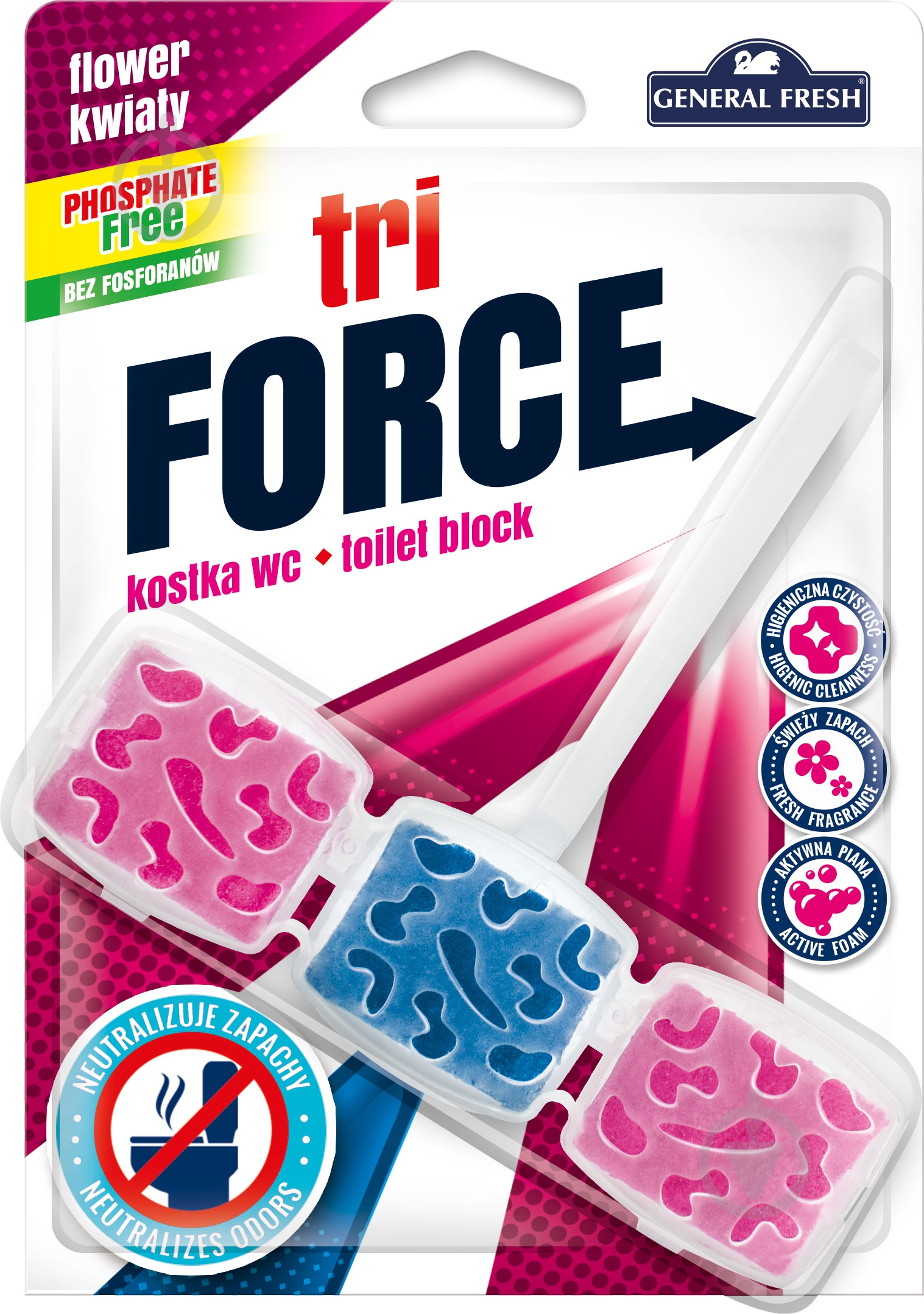 Туалетный блок General Fresh Tri-Force Цветы 45 г - фото 1 Туалетный блок General Fresh Tri-Force Цветы 45 г - фото 1
