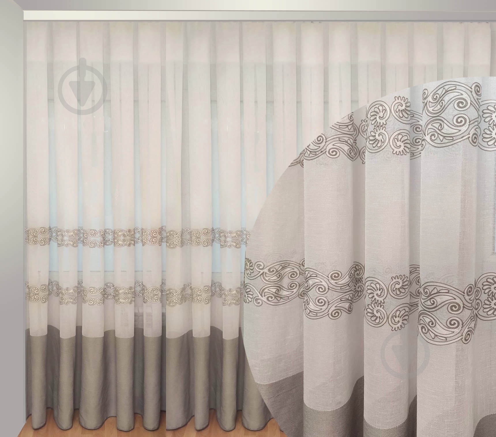 Тюль Барселона с вышивкой на льне 300x270 серый Декор-ін - фото 2 Тюль Барселона с вышивкой на льне 300x270 серый Декор-ін - фото 2