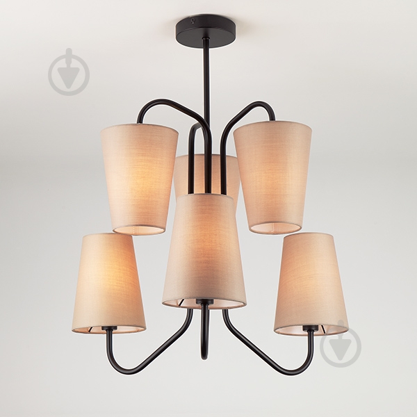 Люстра подвесная Strotskis Loretta 6x40 Вт E14 черный/бежевый 70060/6 - фото 1