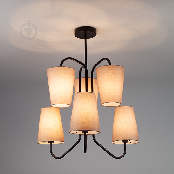 Люстра подвесная Strotskis Loretta 6x40 Вт E14 черный/бежевый 70060/6 - фото 5