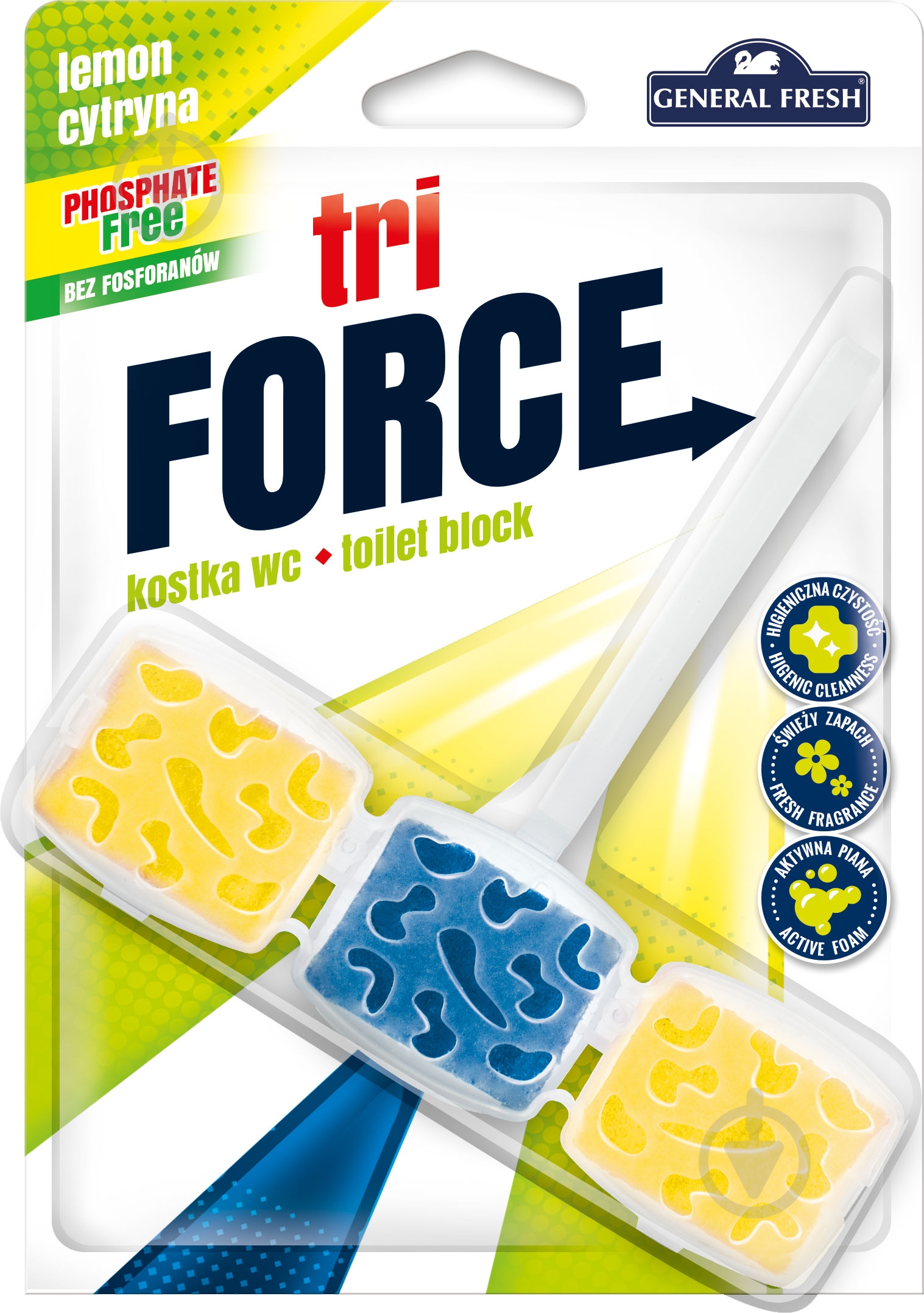 Туалетный блок General Fresh Tri-Force Лимон 45 г - фото 1 Туалетный блок General Fresh Tri-Force Лимон 45 г - фото 1