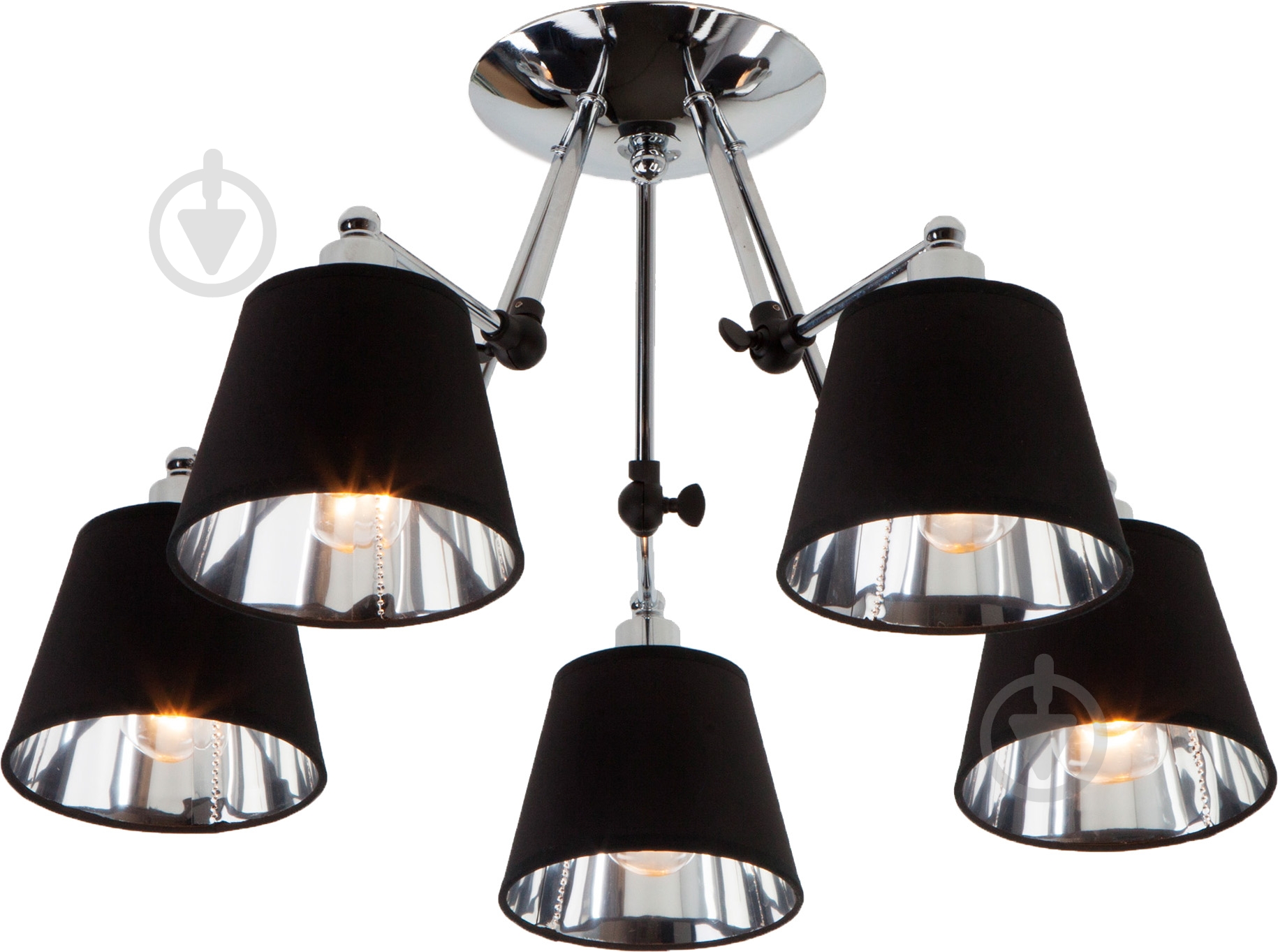 Люстра потолочная Strotskis Koby 5x40 Вт E14 хром/черный 70063/5 - фото 1