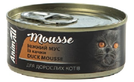 Консерва для котів AnimAll ніжний мус з качки 80 г - фото 1 Консерва для котів AnimAll ніжний мус з качки 80 г - фото 1