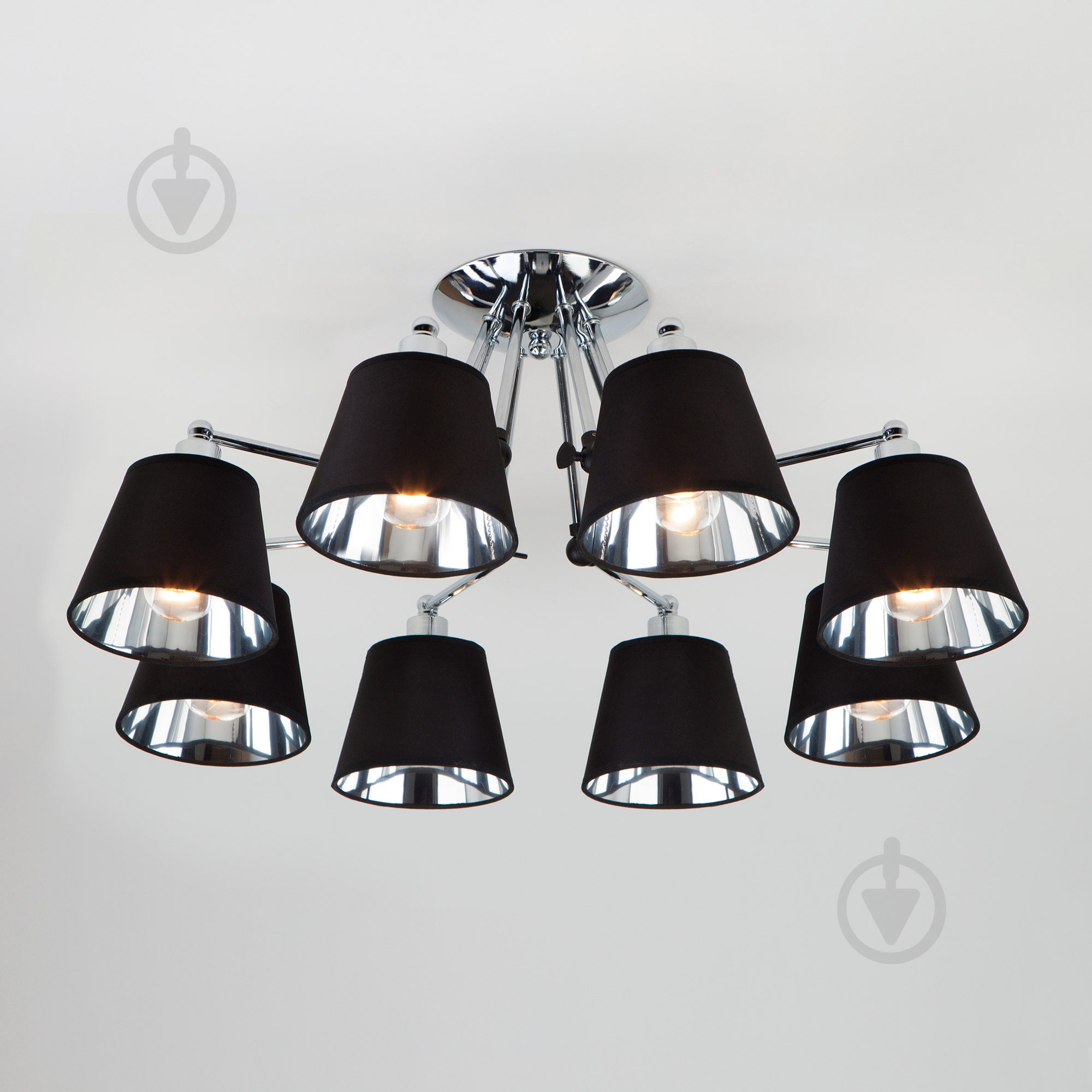 Люстра потолочная Strotskis Koby 8x40 Вт E14 хром/черный 70063/8 - фото 2