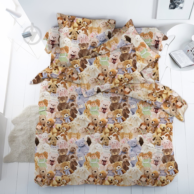 Комплект постельного белья 1.5 Игрушки коричневый Ecotton - фото 1 Комплект постельного белья 1.5 Игрушки коричневый Ecotton - фото 1