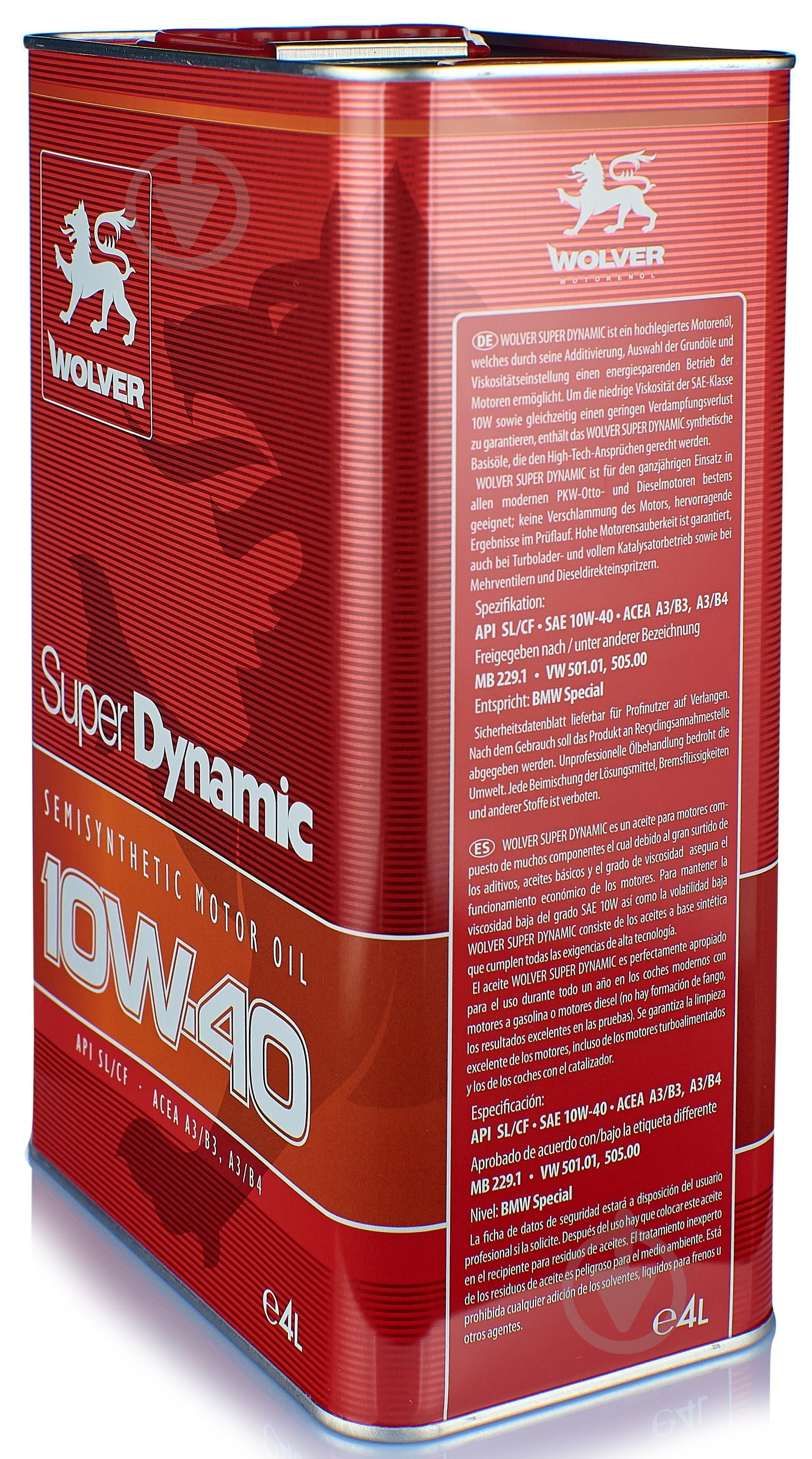 Моторное масло полусинтетическое Wolver Super Dynamic 10W-40 4 л - фото 3
