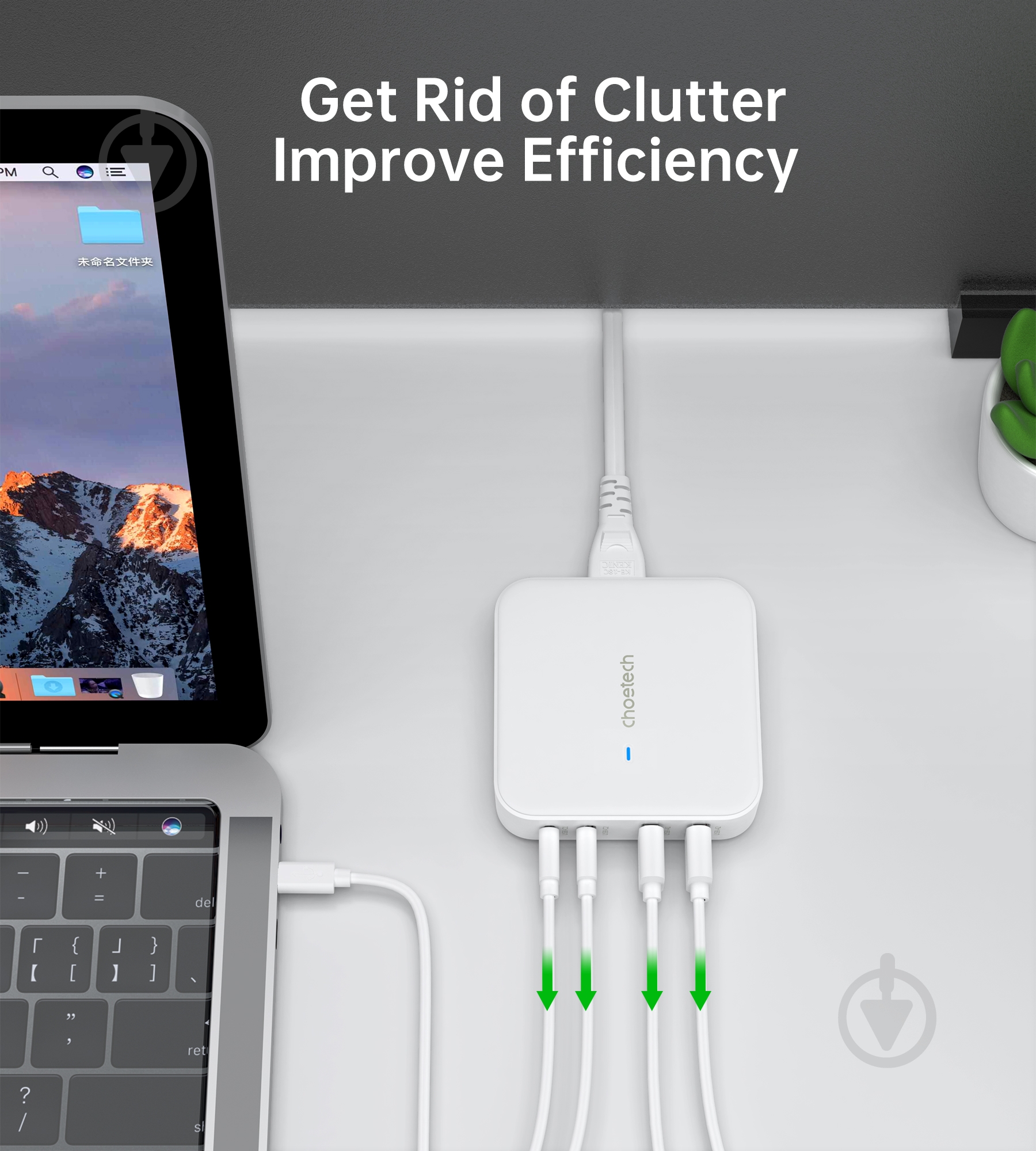Зарядное устройство Choetech GaN, 2 USB-A / 2 USB-C, 100Вт, QC3.0/PD/PPS - фото 7