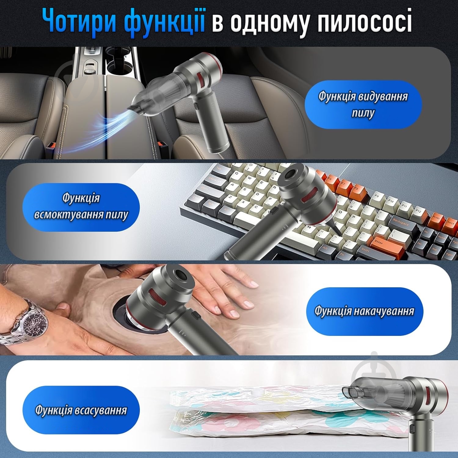 Пылесос автомобильный Suitu ST-6659 Silver Red - фото 9
