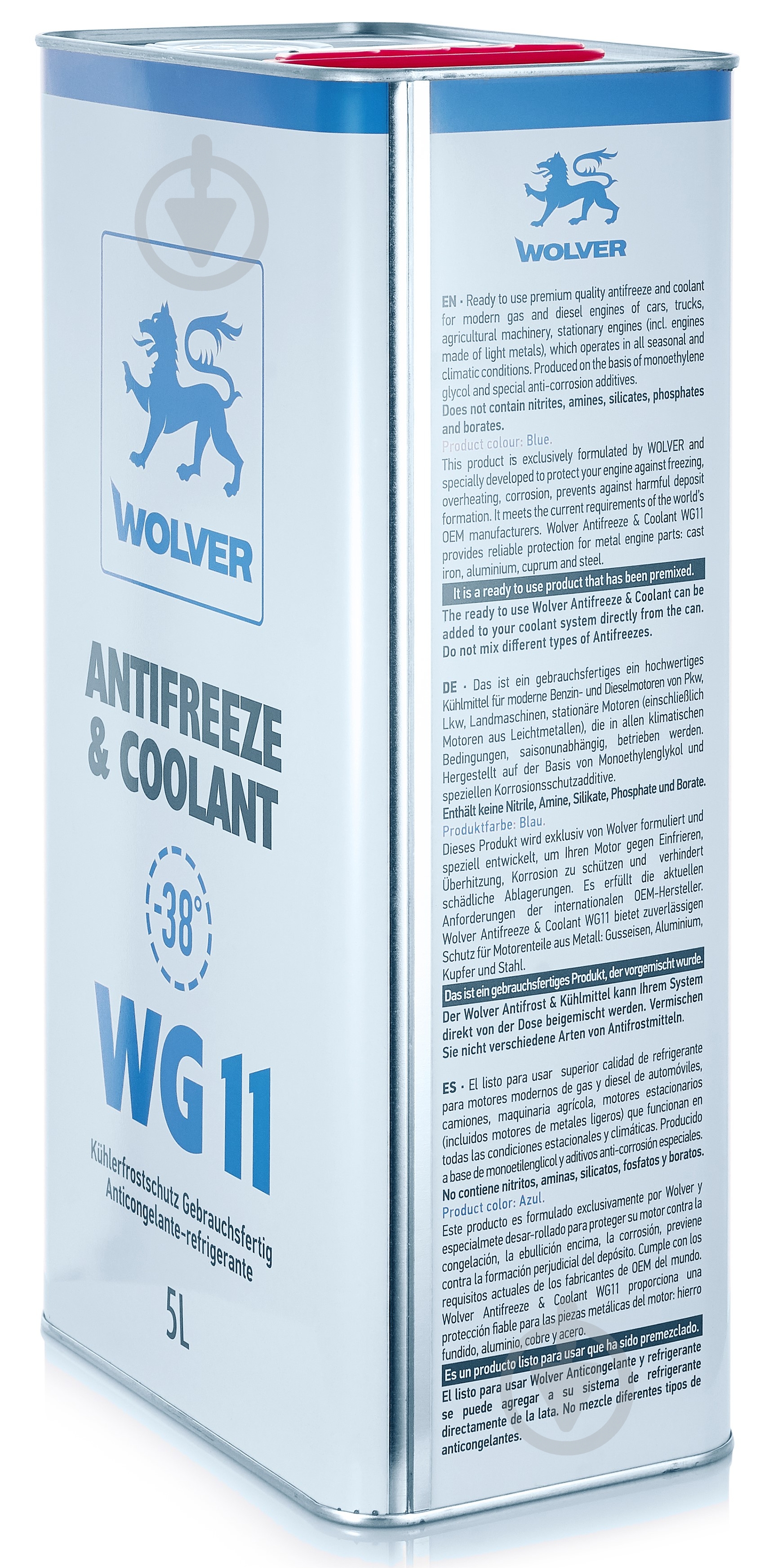 Антифриз Wolver Ready to Use WG11 G11 від -40 до +110 готовий 5 л блакитний/синій - фото 3 Антифриз Wolver Ready to Use WG11 G11 від -40 до +110 готовий 5 л блакитний/синій - фото 3