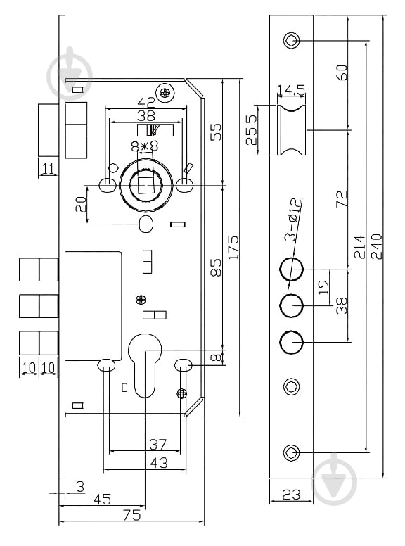 Дверной замок входной Mul-T-Lock Santos 2800R-3M NS DIN BS45 мм 85 мм никель сатин/нержавеющая сталь - фото 4 Дверной замок входной Mul-T-Lock Santos 2800R-3M NS DIN BS45 мм 85 мм никель сатин/нержавеющая сталь - фото 4