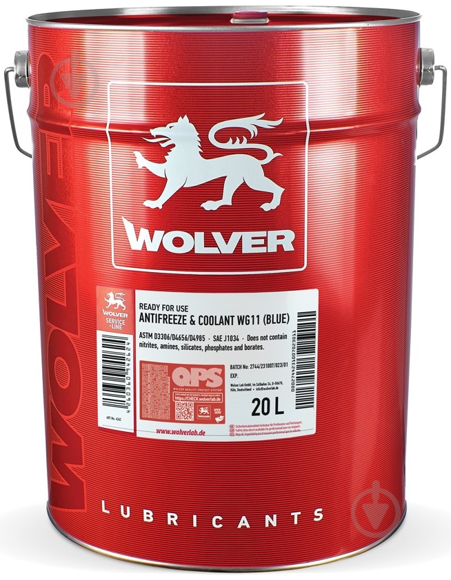 Антифриз Wolver Ready to Use WG11 G11 от -40 до +110 готовый 20 л синий - фото 1 Антифриз Wolver Ready to Use WG11 G11 от -40 до +110 готовый 20 л синий - фото 1