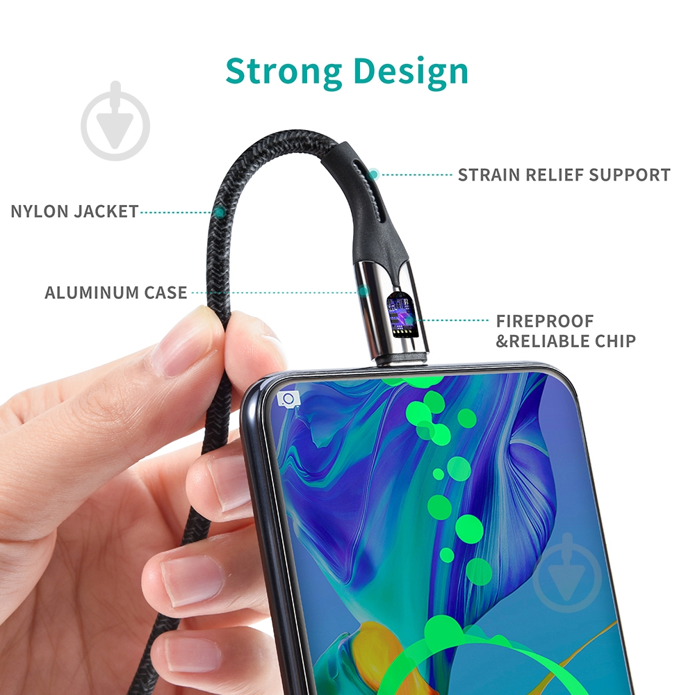 Кабель Choetech USB 2.0, USB-A/USB-С 1,2 м black (AC0013-BK) - фото 6 Кабель Choetech USB 2.0, USB-A/USB-С 1,2 м black (AC0013-BK) - фото 6