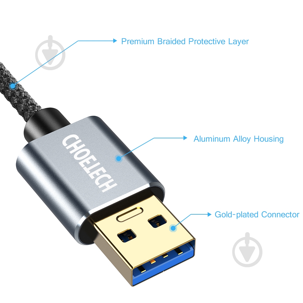 Удлинитель Choetech USB 3.0 2 м black (XAA001-BK) - фото 3