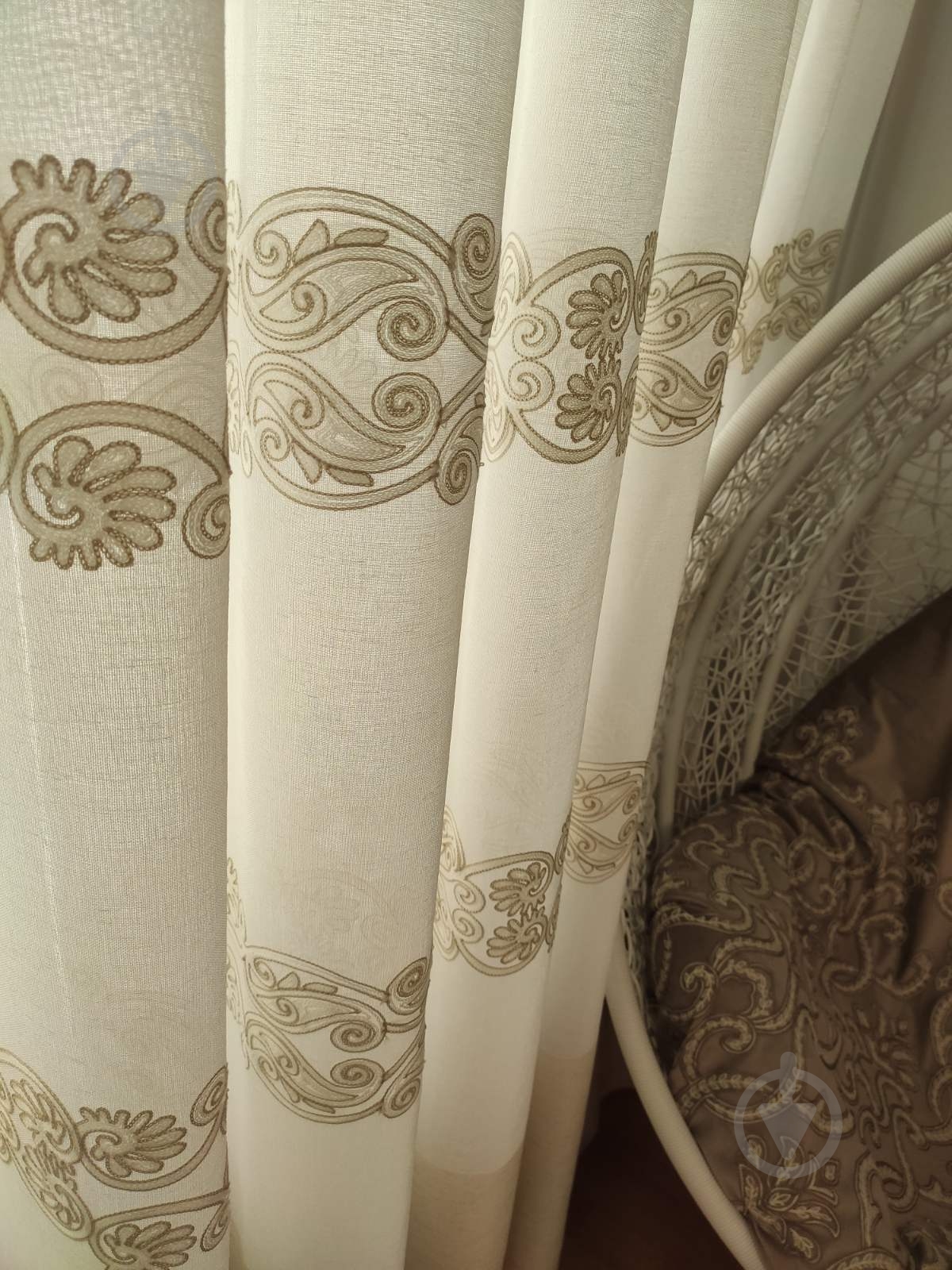 Тюль Барселона с вышивкой на льне 600х265 светло-бежевый Декор-ін - фото 2 Тюль Барселона с вышивкой на льне 600х265 светло-бежевый Декор-ін - фото 2