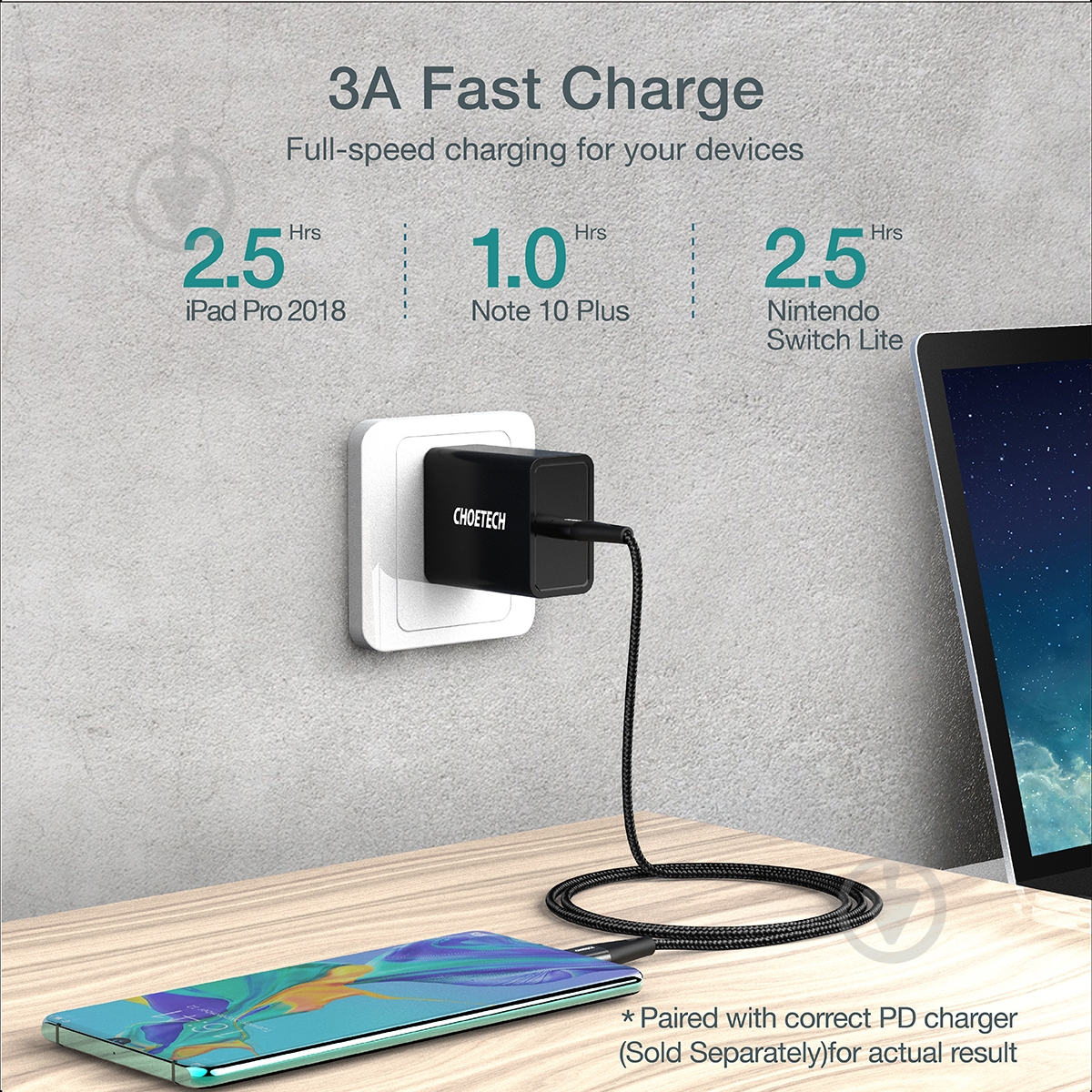 Кабель Choetech USB 2.0 USB Type-C, 60 ватт 2 м black (XCC-1004-BK) - фото 5 Кабель Choetech USB 2.0 USB Type-C, 60 ватт 2 м black (XCC-1004-BK) - фото 5