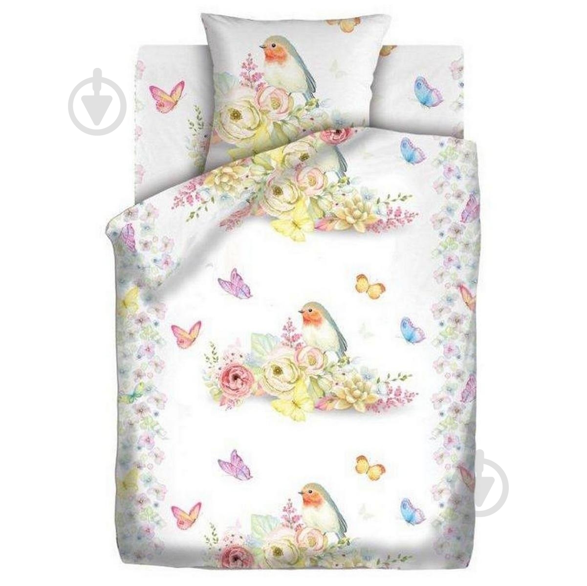 Комплект постельного белья 1.5 Птичка белый Ecotton - фото 1 Комплект постельного белья 1.5 Птичка белый Ecotton - фото 1