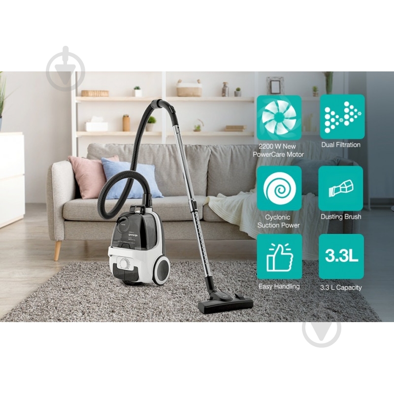 Пылесос Gorenje VC2201G4AEW black - фото 6