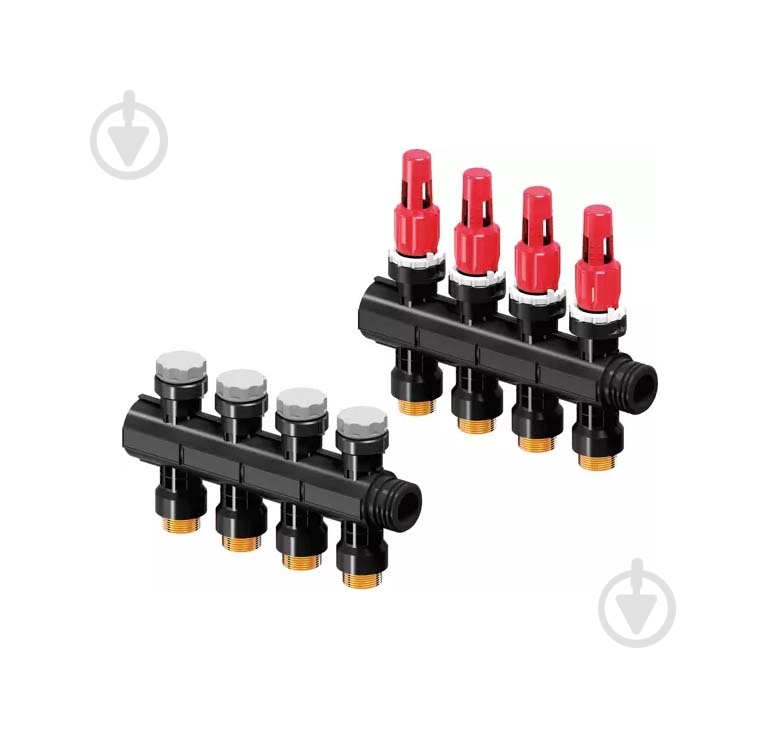 Коллектор Uponor 1030584 модульный пластиковый з 4-ма расходомерами - фото 1 Коллектор Uponor 1030584 модульный пластиковый з 4-ма расходомерами - фото 1