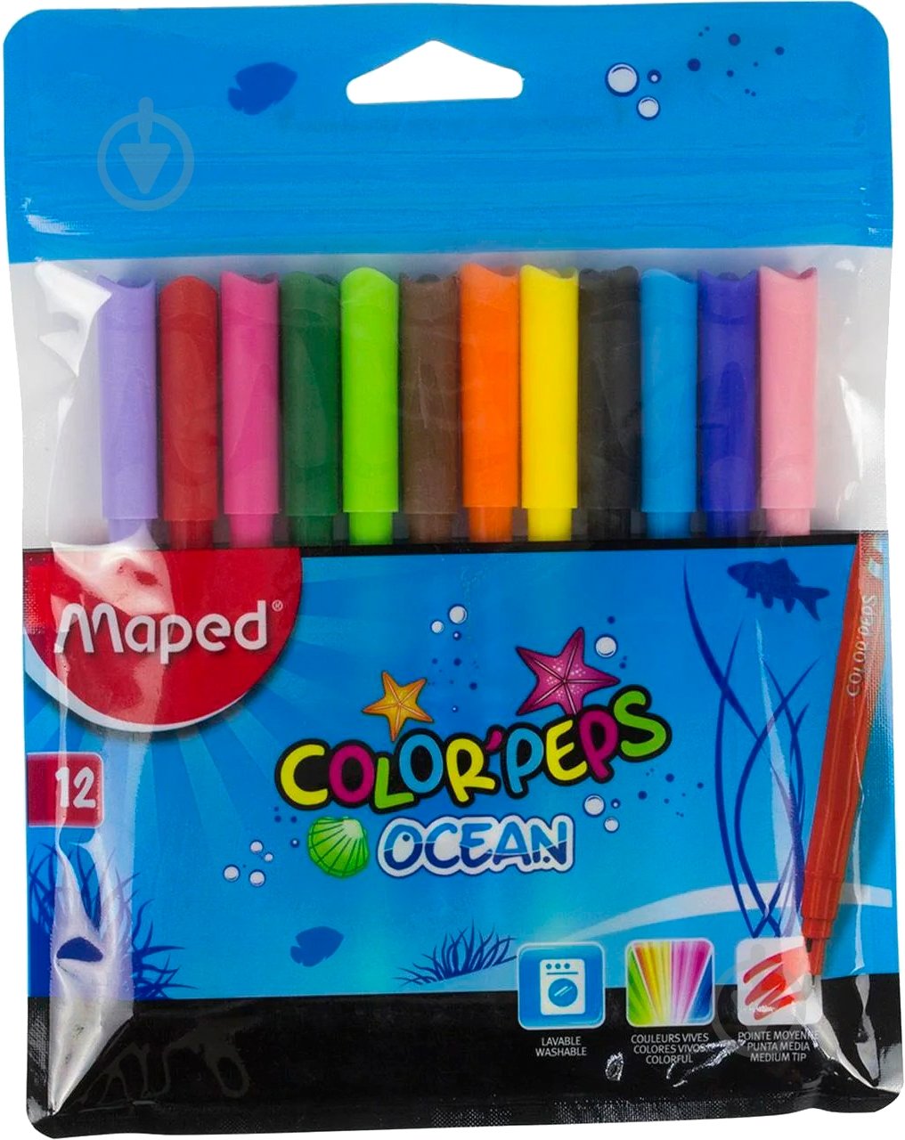 Фломастеры Color Peps Ocean 12 цветов Maped - фото 1 Фломастеры Color Peps Ocean 12 цветов Maped - фото 1