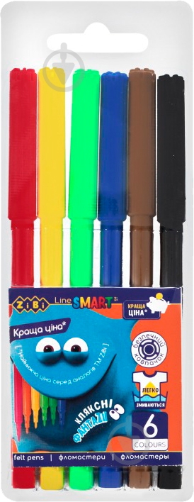 Фломастеры Smart Line 6 цветов ZiBi - фото 1 Фломастеры Smart Line 6 цветов ZiBi - фото 1