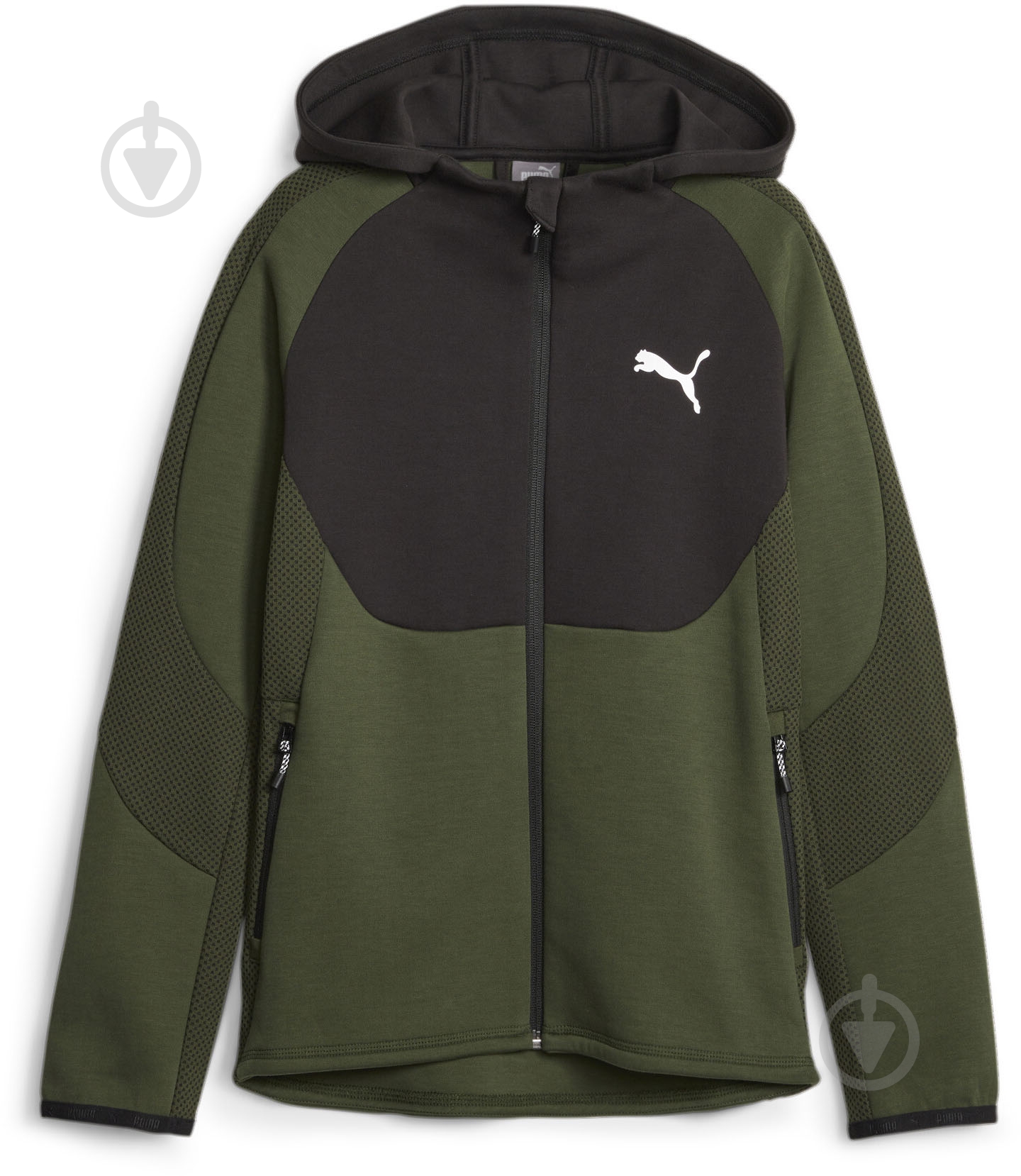 Джемпер Puma EVOSTRIPE FULL-ZIP HOODIE DK B 67627731 зеленый - фото 1