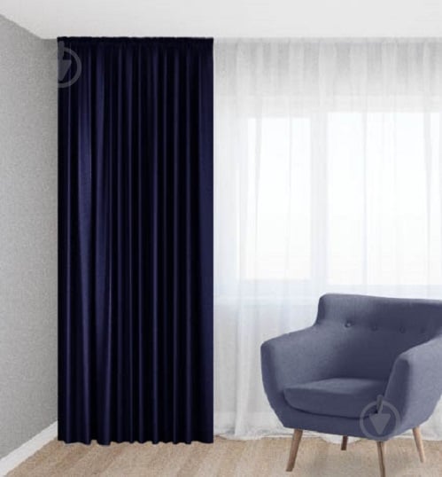 Штора Бархат 150x250 синий Декор-ін - фото 1 Штора Бархат 150x250 синий Декор-ін - фото 1