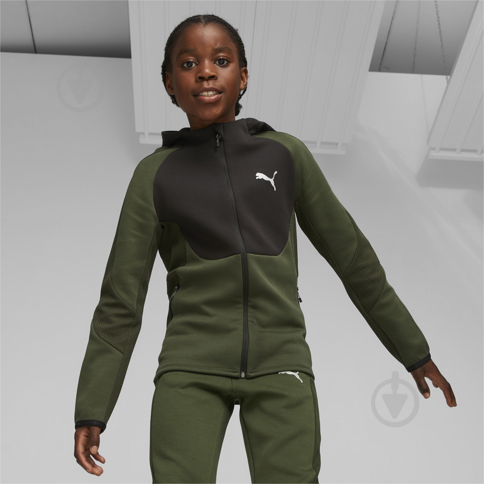 Джемпер Puma EVOSTRIPE FULL-ZIP HOODIE DK B 67627731 р.164 зеленый - фото 3