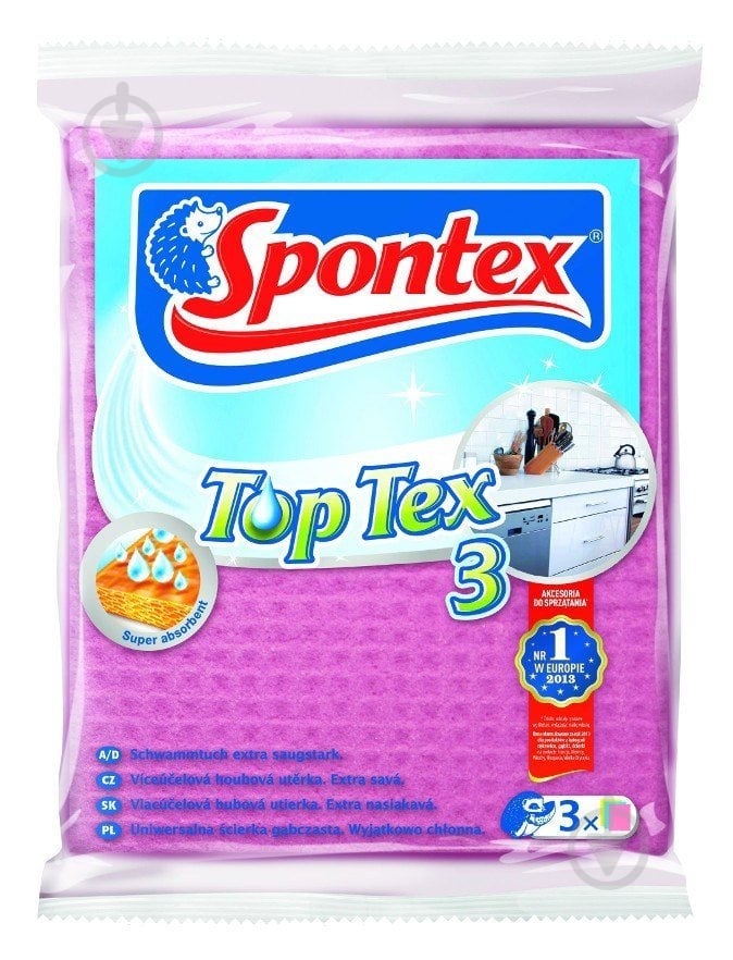 Серветки SPONTEX Top Tex 15,5х18,5 см 3 шт./уп. різнокольорові - фото 1