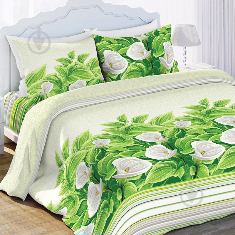 Комплект постельного белья 2.0 Каллы зеленый Ecotton - фото 1