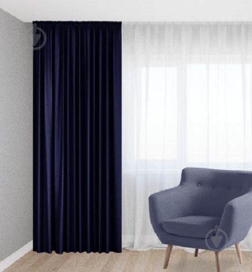 Штора Бархат 200x250 синий Декор-ін - фото 1 Штора Бархат 200x250 синий Декор-ін - фото 1