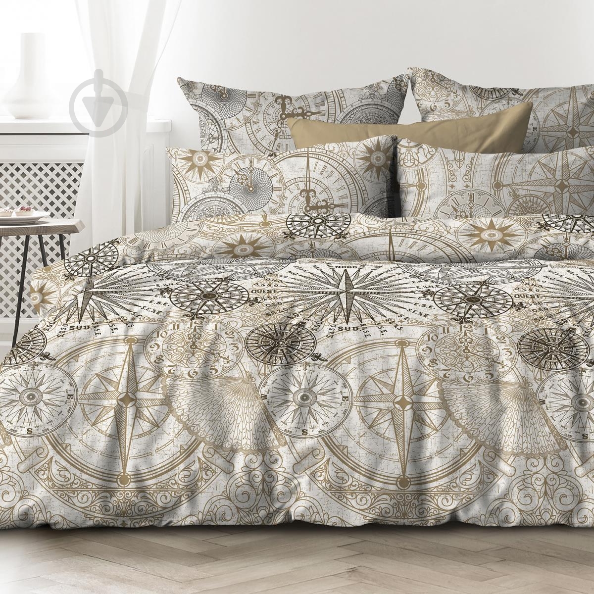 Комплект постельного белья 2.0 Астролябия бежевый Ecotton - фото 1 Комплект постельного белья 2.0 Астролябия бежевый Ecotton - фото 1